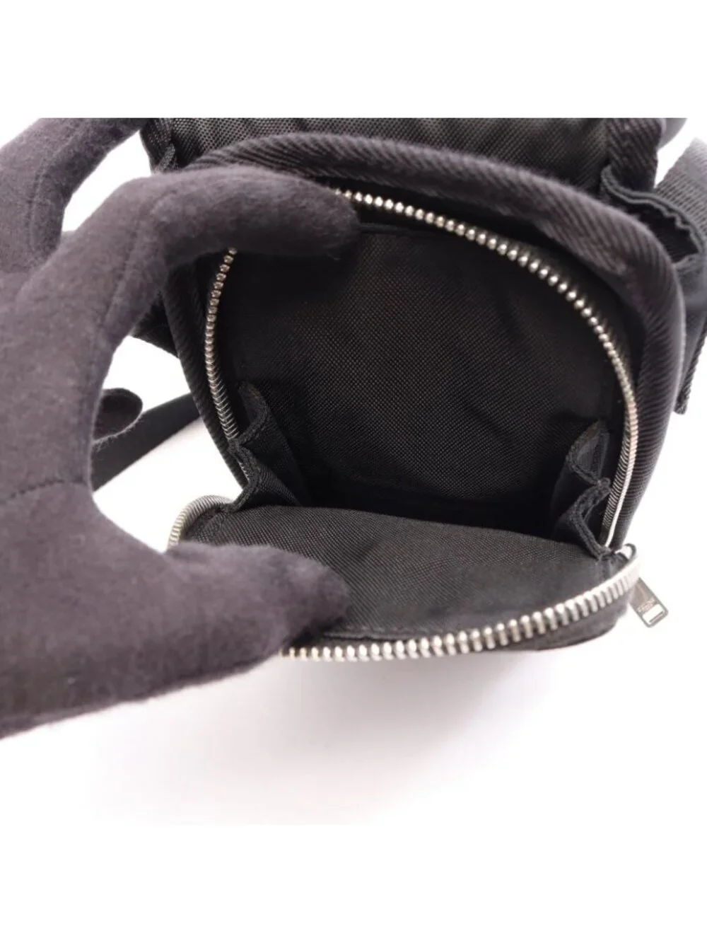 Celine Shoulder Bag Trekking Mobile Pouch Black White Canvas